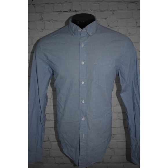 J Crew Mercantile Dress Shirt Button Up Mens Size Large Flex Blue Cotton Blend - Picture 6 of 7